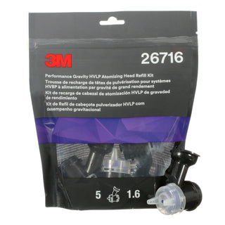 3M Performance Gravity HVLP Atomizing Head Refill Kit 26716, Purple,1.6, 5 pack