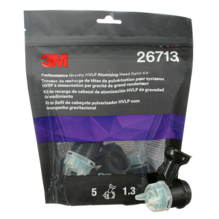 3M Performance Gravity HVLP Atomizing Head Refill Kit 26713, Green,1.3, 5 pack