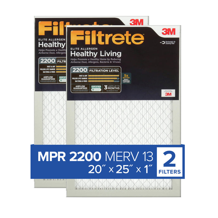 Filtrete Elite Allergen Reduction Filter EA03-2PK-1E, 20 in x 25 in x 1 in