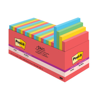 Post-it® Super Sticky Notes 654-24SSAN-CP, 3 in x 3 in (76 mm x 76 mm)