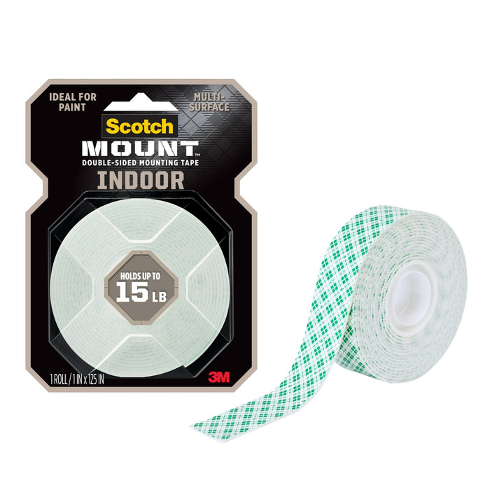 Scotch-Mount Indoor Double-Sided Mounting Tape 314H-MED-DC, 1 in x 125 in