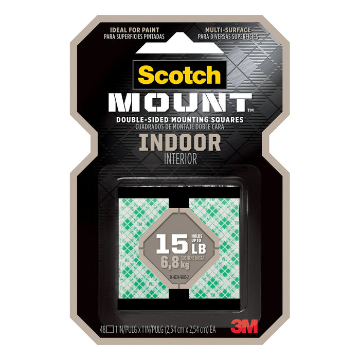 Scotch-Mount Indoor Double-Sided Mounting Squares 111H-SQ-48, 1 in x 1 in