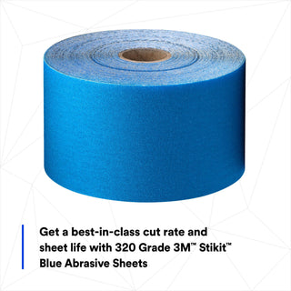 3M Stikit Blue Abrasive Sheet Roll 321U, 36225, 320 grade, 2-3/4 in x 45 yd