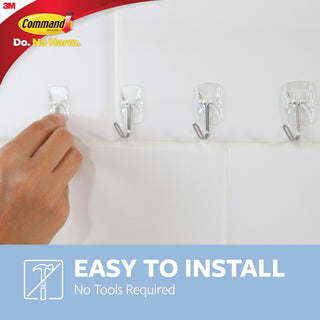 Command Small Clear Wire Hooks with Clear Strips 17067CLR-ES, 3 Small Wire Hooks