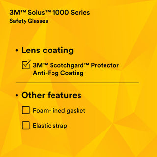 3M Solus 1000 Series, S1507SGAF, Black Temples, Scotchgard Anti-Fog Coating