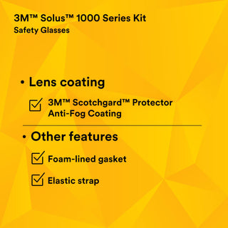 3M Solus 1000 Series, S1502SGAF-KT, Blk Temples, Scotchgard Anti-Fog Coating