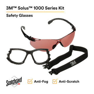 3M Solus 1000 Series, S1523SGAF-KT, Blk Temples, Scotchgard Anti-Fog Coating