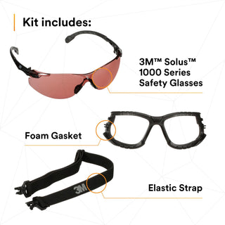 3M Solus 1000 Series, S1523SGAF-KT, Blk Temples, Scotchgard Anti-Fog Coating