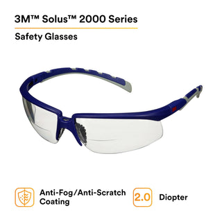 3M Solus 2000 Series, S2020AF-BLU, Blue/Gray Temples