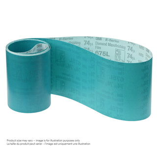 3M Diamond Microfinishing Film Belt 675L, 74 Mic 6MIL, Teal, 1/2 in x64 in