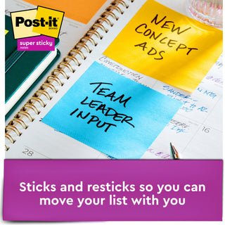 Post-it® Super Sticky Full Stick Notes F330-12SSY, 3 in x 3 in (76 mm x 76 mm)