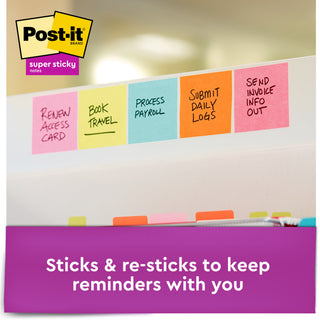 Post-it® Super Sticky Notes 654-5SSNP, 3 in x 3 in (76 mm x 76 mm), Neon Pink