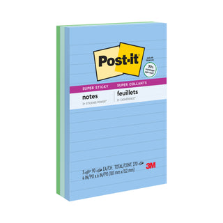 Post-it® Super Sticky Recycled Notes 660-3SST, 4 in x 6 in (101 mm x 152 mm)