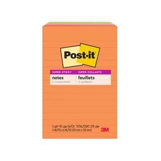 Post-it® Super Sticky Notes 660-3SSUC, 4 in x 6 in (101 mm x 152 mm)