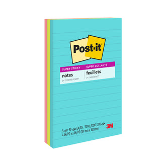 Post-it® Super Sticky Notes 660-3SSMIA, 4 in x 6 in (101 mm x 152 mm)