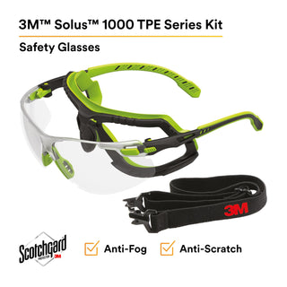 3M Solus 1000 Series S1201SGAF-TKT, Grn/Blk, Scotchgard Anti-Fog Coating