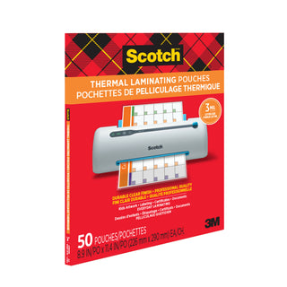 Scotch Thermal Pouches TP3854-50EF, 8.9 in x 11.4 in (228 mm x 291 mm)