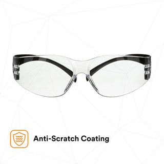 3M SecureFit 100 Series SF101AS-BLK, Black Temples, Clear Anti-Scratch Lens