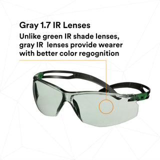 3M SecureFit 500 Series SF517AF-GRN, Black/Green, IR 1.7 Gray AF-AS Lens