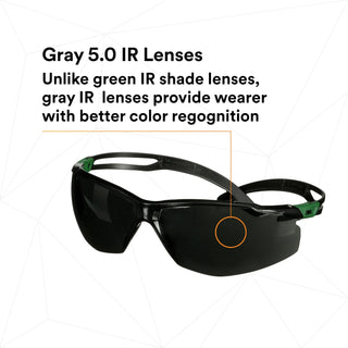 3M SecureFit 500 Series SF550AF-GRN, Black/Green, IR 5.0 Gray AF-AS Lens