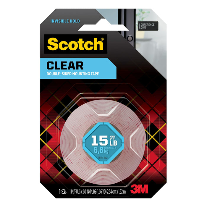 Scotch® Clear Double-Sided Mounting Tape 410S-SR, 1 in x 60 in