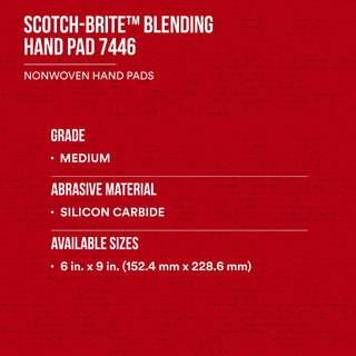 Scotch-Brite Blending Hand Pad 7446, HP-HP, SiC Medium, Gray, 6 in x 9
in