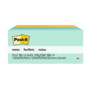 Post-it® Notes 653-AST, 1-3/8 in x 1 7/8 in (34,9 mm x 47