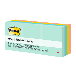 Post-it® Notes 653-AST, 1-3/8 in x 1 7/8 in (34,9 mm x 47