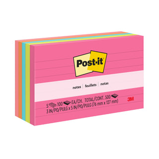 635-5AN Post-it® Notes, 3 in x 5 in (76 mm x 127 mm) Capetown Colors, Lined