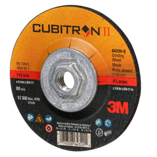 3M Cubitron II Depressed Center Grinding Wheel, 64320, Quick Change,
T27