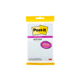 Post-it® Super Sticky Notes 4621-SS2GRID, 3.9 in x 5.8 in (99 mm x 147 mm)