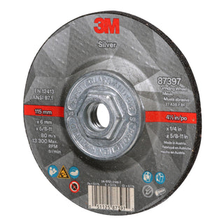 3M Silver Depressed Center Grinding Wheel, 87397, T27 Quick Change