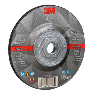 3M Silver Depressed Center Grinding Wheel, 87397, T27 Quick Change