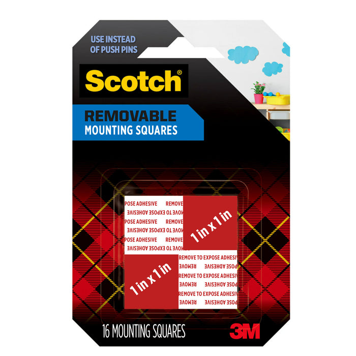 Scotch® Removable Double-Sided Mounting Squares 108S-SQ-16, 1 in x 1 in