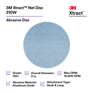 3M Xtract Net Disc 310W, 120+, 5 in x NH, Die 500X, 50/Carton