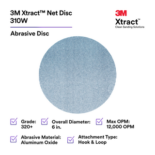 3M Xtract Net Disc 310W, 320+, 6 in x NH, Die 600Z, 50/Carton