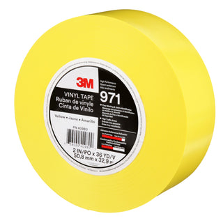 3M Durable Floor Marking Tape 971, Yellow, 2 in x 36 yd, 17 mil, 6Roll/Case