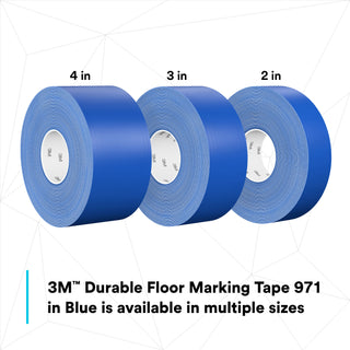 3M Durable Floor Marking Tape 971, Blue, 2 in x 36 yd, 17 mil, 6 Rolls/Case