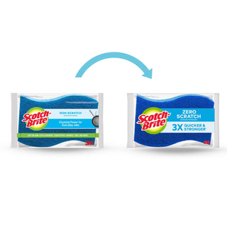 Scotch-Brite® Zero Scratch Scrub Sponge MP3-SIOC, 4.4 in x 2.6 in x 0.8 in