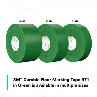 3M Durable Floor Marking Tape 971, Green, 4 in x 36 yd, 17 mil, 3 Rolls/Case