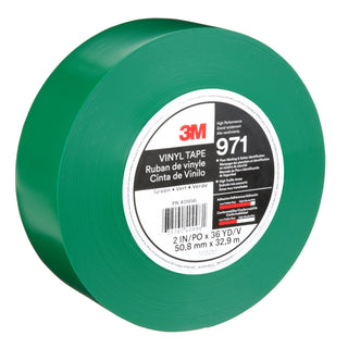 3M Durable Floor Marking Tape 971, Green, 2 in x 36 yd, 17 mil, 6 Rolls/Case