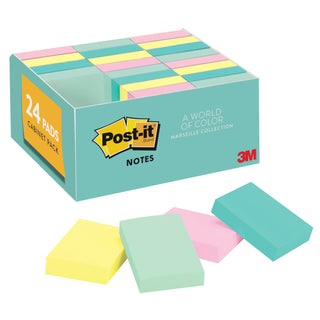 Post-it® Notes 653-24RPVAD, 1.375 in x 1.875 in (34.9 mm x 47.6 mm)