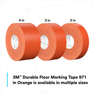 3M Durable Floor Marking Tape 971, Orange, 2 in x 36 yd, 17 mil, 6 Rolls/Case