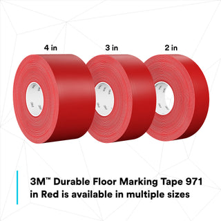 3M Durable Floor Marking Tape 971, Red, 3 in x 36 yd, 17 mil, 4 Rolls/Case