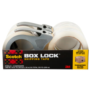 Scotch® Box Lock Packaging Tape 3950-4RD-6GC, 1.88 in x 54.6 yd (48 mm x 50 m)