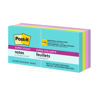 Post-it® Super Sticky Notes 622-8SSMIA, 1 7/8 in x 1 7/8 in (47.6 mm x 47.6 mm)