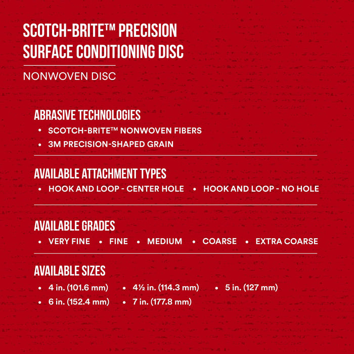 Scotch-Brite Precision Surface Conditioning Disc, PN-DH, Medium, 7 in x NH