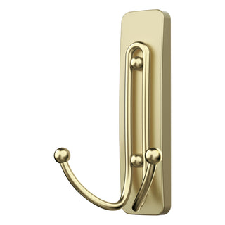 Command Large Satin Brass Double Hook 17036BR-ES, 1 Hook, 1 Strip