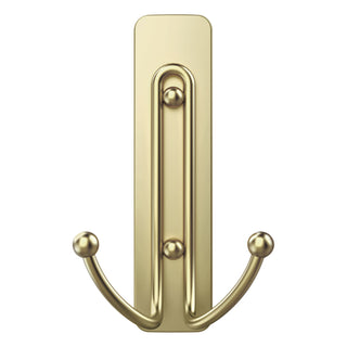 Command Large Satin Brass Double Hooks 17036BR-2ES, 2 Hooks, 2 Strips