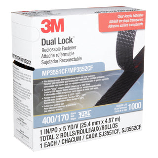 3M Dual Lock Reclosable Fastener MP3551CF/MP3552CF, Black, 1 in x 5 yd